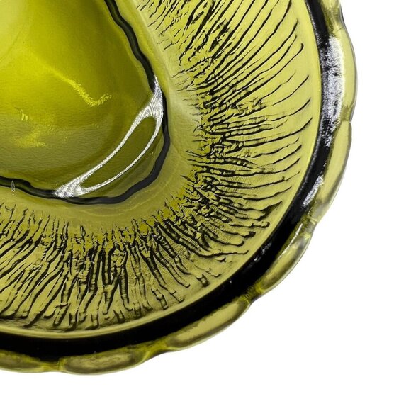 F.T.D. 1975 Bowl Avacado Rippled Glass Green Oval Serving MCM - Picture 4 of 11